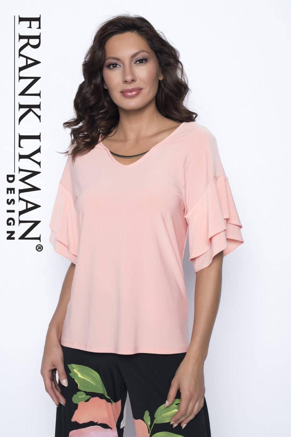 Frank Lyman Top Style 186005 Apricot from BelleMiaBoutique.com 