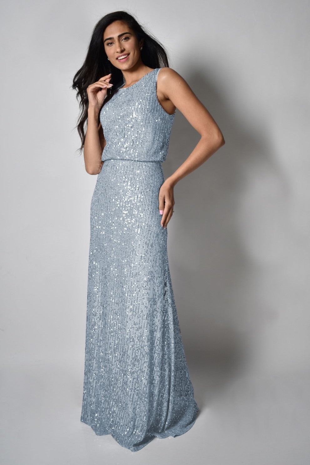 Lyman Gown 228241-BS Blue/Silver Belle Mia Boutique