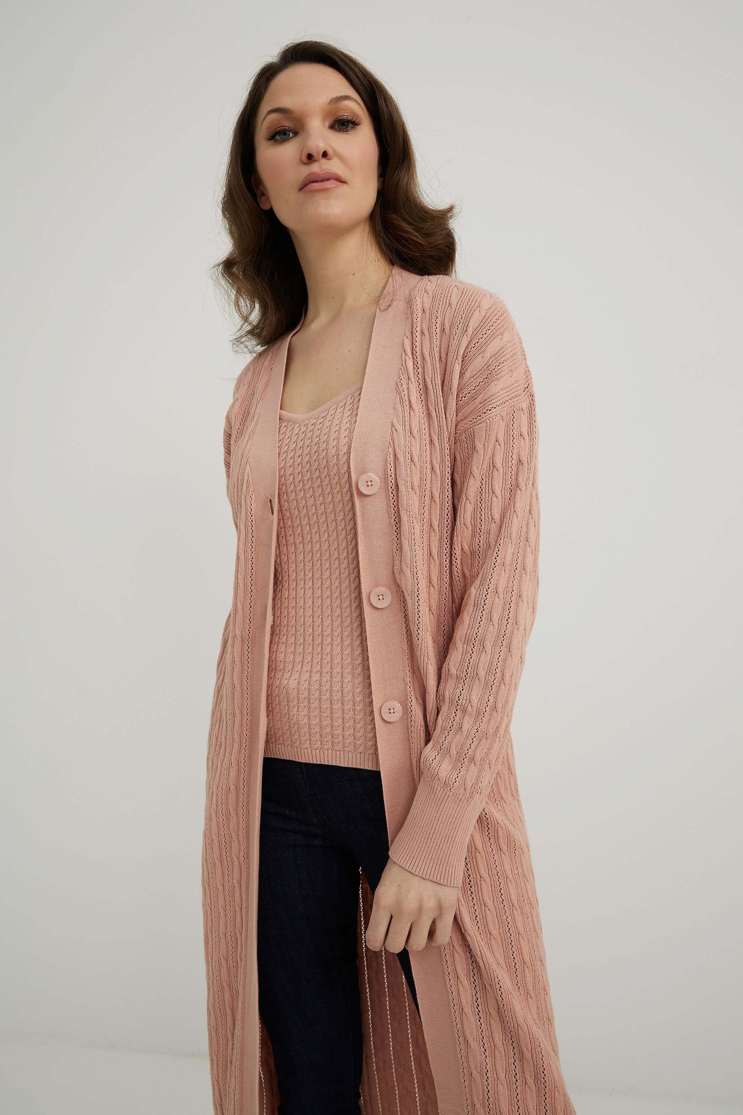emproved Cardigan Lungo P2230-OROS Old Rose Belle Mia Boutique