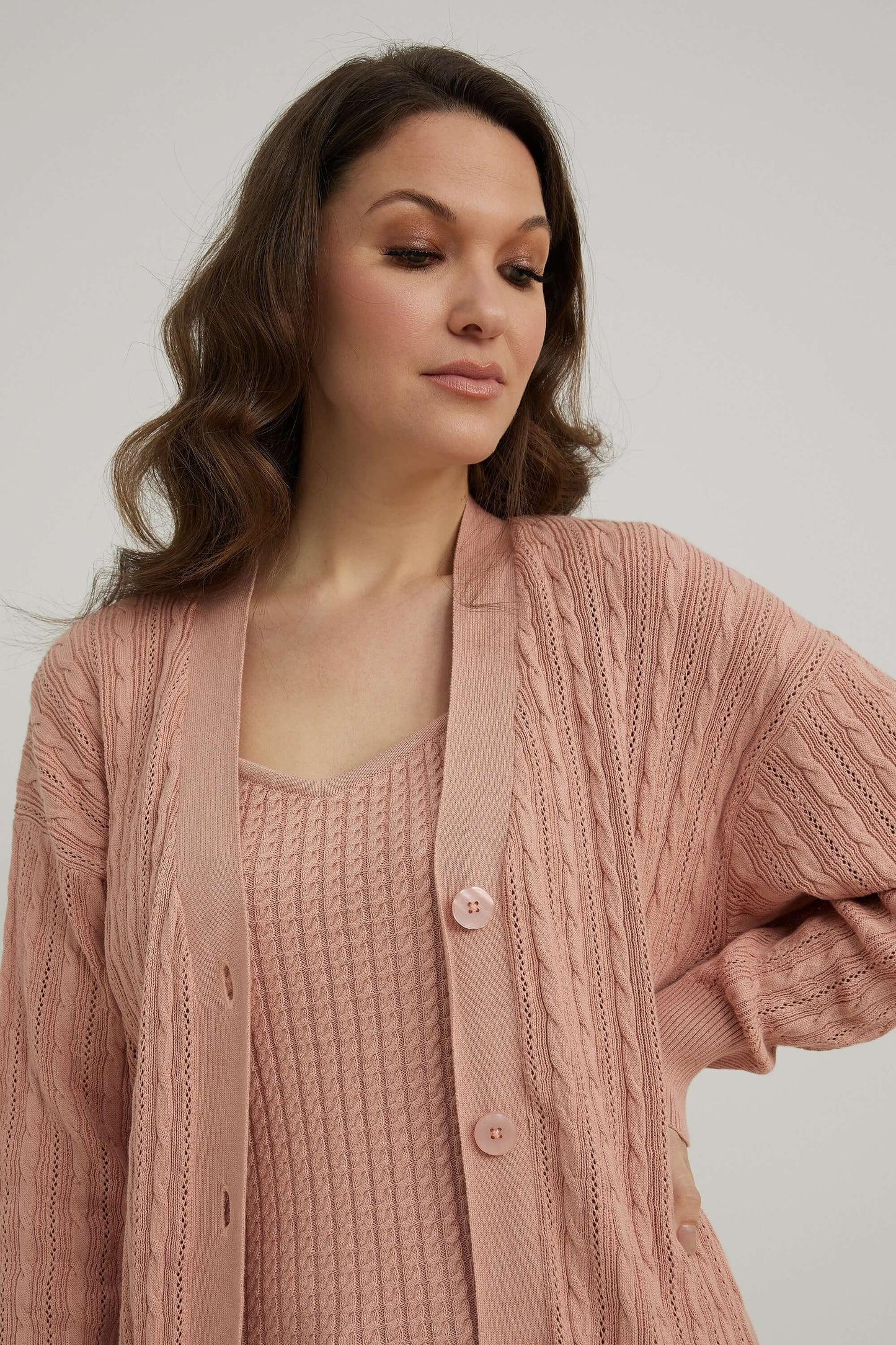 emproved Cardigan Lungo P2230-OROS Old Rose Belle Mia Boutique