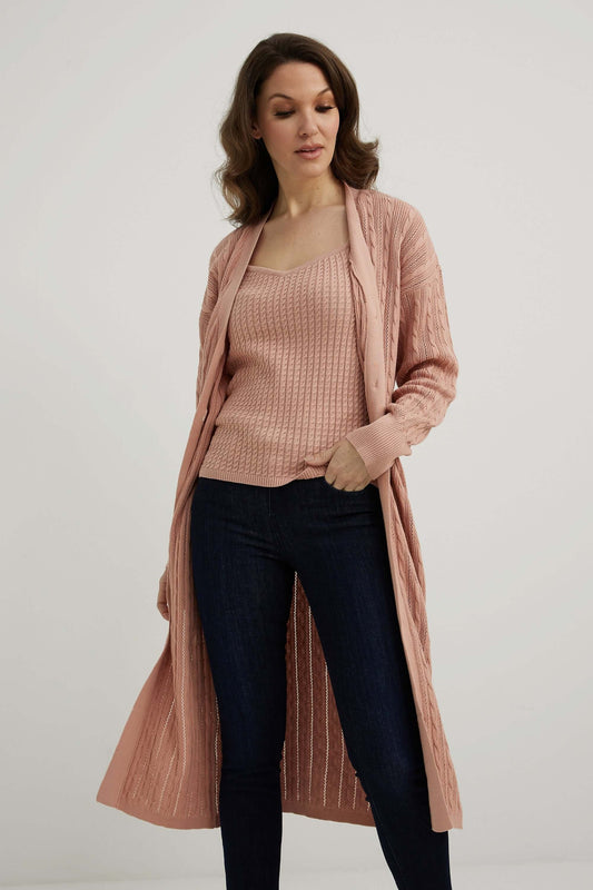 emproved Lang cardigan P2230-OROS Old Rose Belle Mia Boutique